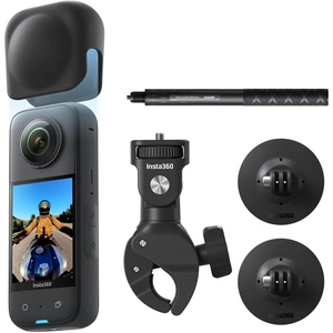 image:imageInsta360 X3 Starter Bundle  Waterproof 360 Action Camera with 12 Inch Sensor 57K 360 72MP 360 Photos Stabilisation 229 Touch Screen Vibration Feedback AI Editing Live StreamingMotorcycle Bundle