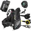 imageTUSA Gear Essentials Soverin Alpha BCD Scuba Diving Package wDC Solar Wrist Computer RS1001 Regulator Octo Compact Console and Roller Mesh BagBlack