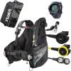 imageTUSA Gear Essentials Soverin Alpha BCD Scuba Diving Package wDC Solar Wrist Computer RS1001 Regulator Octo Compact Console and Roller Mesh BagNavy Blue