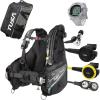 imageTUSA Gear Essentials Soverin Alpha BCD Scuba Diving Package wDC Solar Wrist Computer RS1001 Regulator Octo Compact Console and Roller Mesh BagWhite