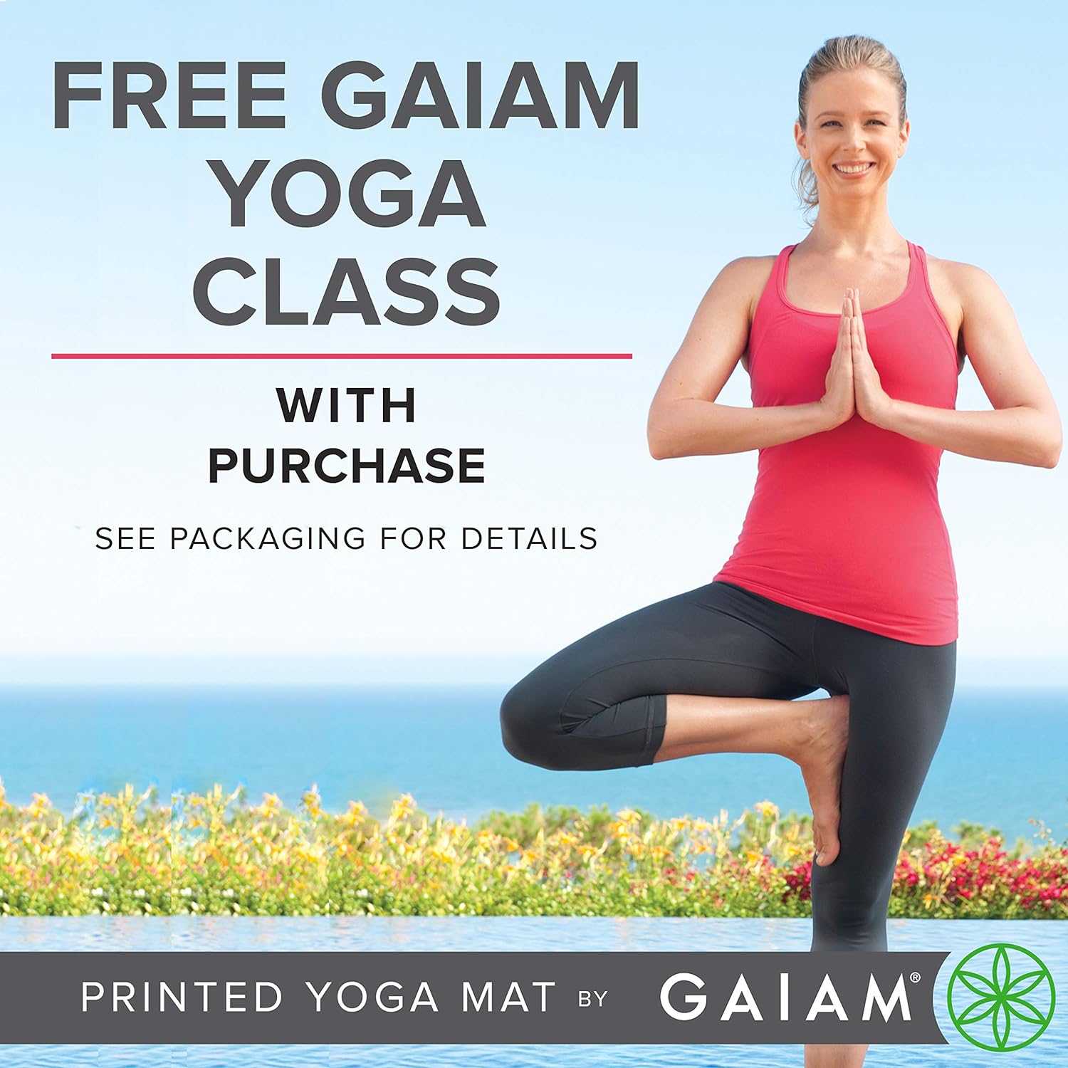 Gaiam Solid Color Yoga Mat, Non Slip Exercise &amp; Fitness Mat for All Types of Yoga, Pilates &amp; Floor Exercises