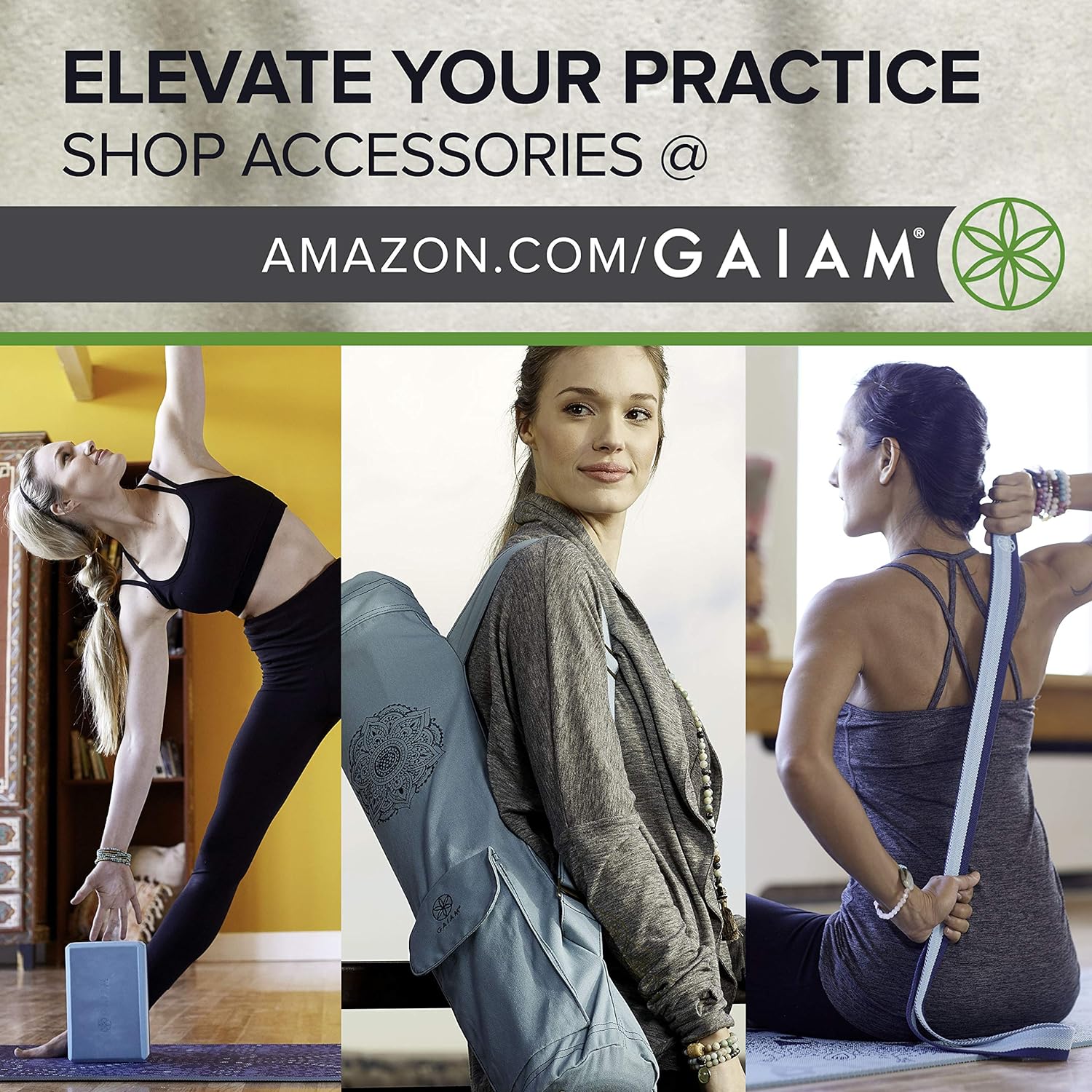 Gaiam Solid Color Yoga Mat, Non Slip Exercise &amp; Fitness Mat for All Types of Yoga, Pilates &amp; Floor Exercises