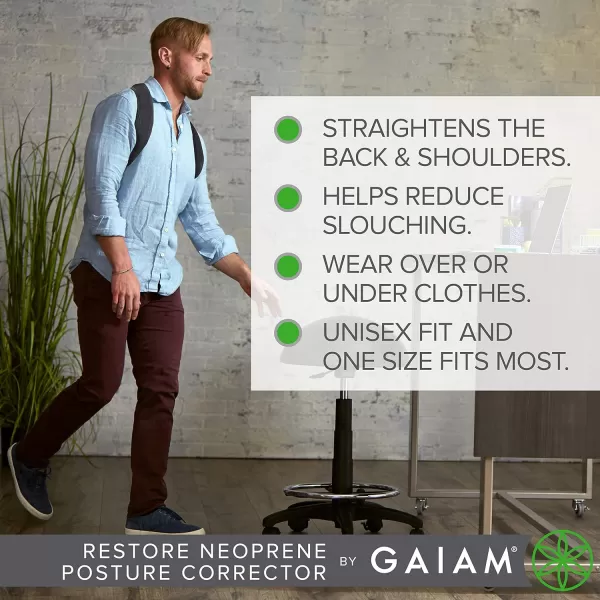 Gaiam Restore Posture Corrector for Women &amp; Men - Back Straightener Adjustable Straps Compact Brace Support for Clavicle, Neck, Shoulder, Invisible Pain Relief