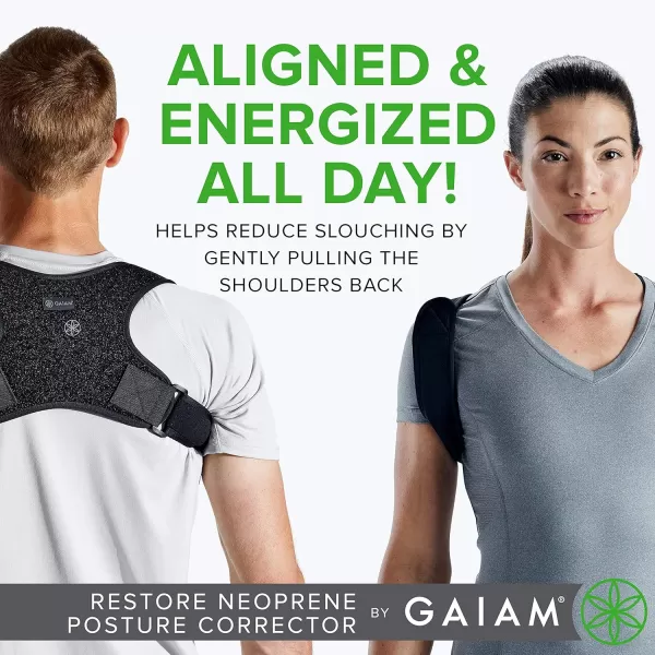 Gaiam Restore Posture Corrector for Women &amp; Men - Back Straightener Adjustable Straps Compact Brace Support for Clavicle, Neck, Shoulder, Invisible Pain Relief