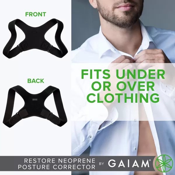 Gaiam Restore Posture Corrector for Women &amp; Men - Back Straightener Adjustable Straps Compact Brace Support for Clavicle, Neck, Shoulder, Invisible Pain Relief