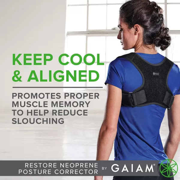 Gaiam Restore Posture Corrector for Women &amp; Men - Back Straightener Adjustable Straps Compact Brace Support for Clavicle, Neck, Shoulder, Invisible Pain Relief