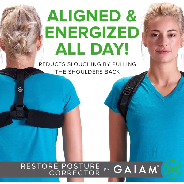 Gaiam Restore Posture Corrector for Women &amp; Men - Back Straightener Adjustable Straps Compact Brace Support for Clavicle, Neck, Shoulder, Invisible Pain Relief