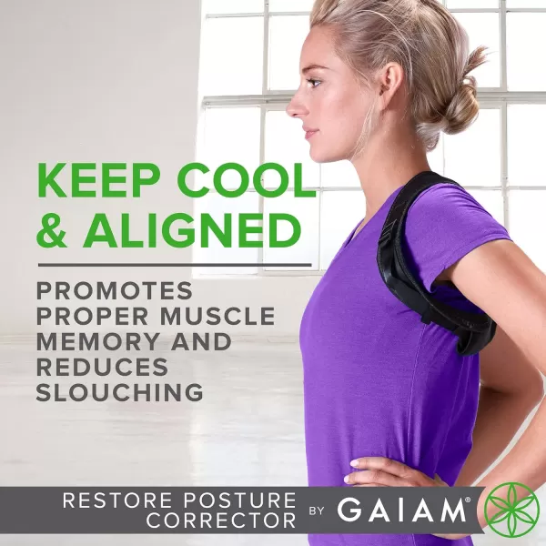 Gaiam Restore Posture Corrector for Women &amp; Men - Back Straightener Adjustable Straps Compact Brace Support for Clavicle, Neck, Shoulder, Invisible Pain Relief