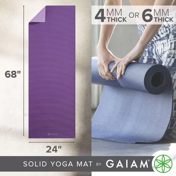 Gaiam Solid Color Yoga Mat, Non Slip Exercise &amp; Fitness Mat for All Types of Yoga, Pilates &amp; Floor Exercises