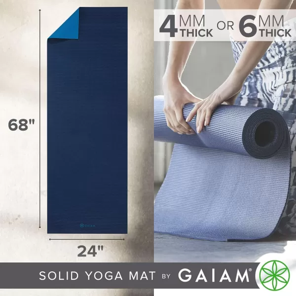 Gaiam Solid Color Yoga Mat, Non Slip Exercise &amp; Fitness Mat for All Types of Yoga, Pilates &amp; Floor Exercises