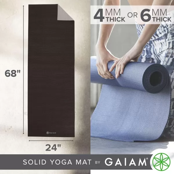 Gaiam Solid Color Yoga Mat, Non Slip Exercise &amp; Fitness Mat for All Types of Yoga, Pilates &amp; Floor Exercises