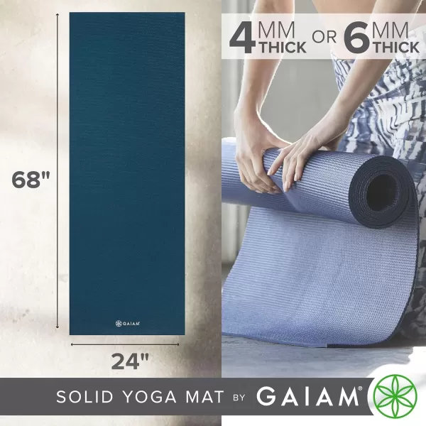 Gaiam Solid Color Yoga Mat, Non Slip Exercise &amp; Fitness Mat for All Types of Yoga, Pilates &amp; Floor Exercises