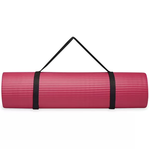 Gaiam Essentials Thick Yoga Mat Fitness &amp; Exercise Mat with Easy-Cinch Yoga Mat Carrier Strap, 72"L x 24"W x 2/5 Inch Thick