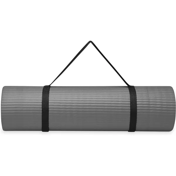 Gaiam Essentials Thick Yoga Mat Fitness &amp; Exercise Mat with Easy-Cinch Yoga Mat Carrier Strap, 72"L x 24"W x 2/5 Inch Thick