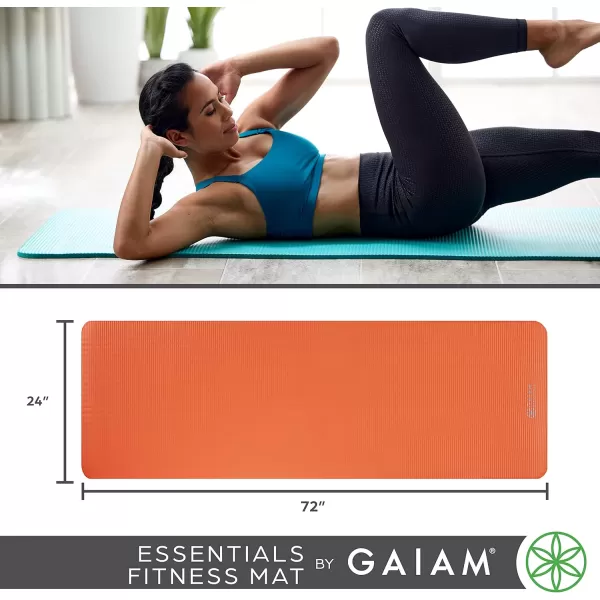 Gaiam Essentials Thick Yoga Mat Fitness &amp; Exercise Mat with Easy-Cinch Yoga Mat Carrier Strap, 72"L x 24"W x 2/5 Inch Thick