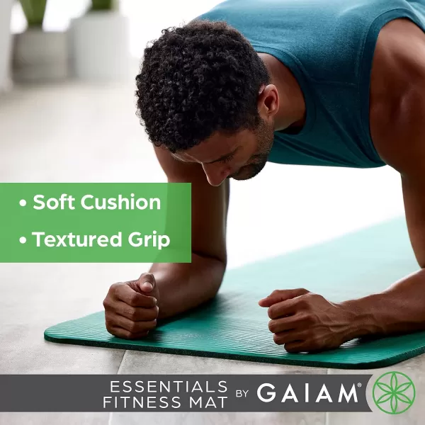 Gaiam Essentials Thick Yoga Mat Fitness &amp; Exercise Mat with Easy-Cinch Yoga Mat Carrier Strap, 72"L x 24"W x 2/5 Inch Thick