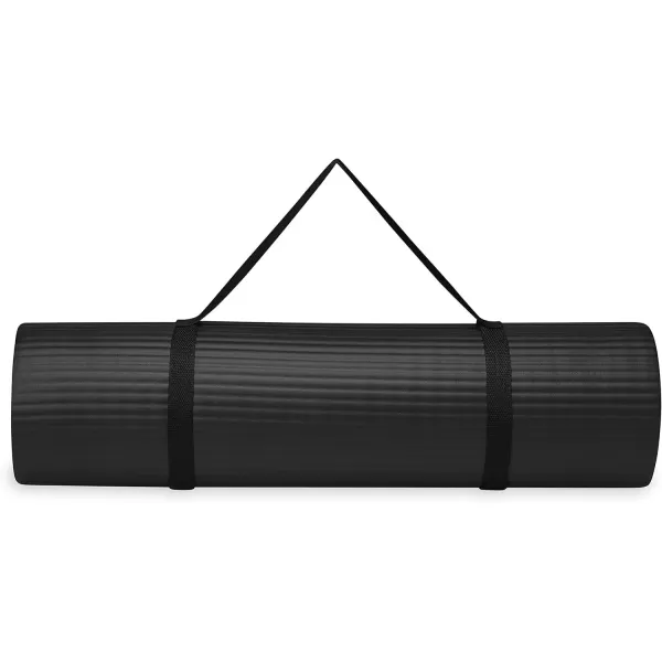 Gaiam Essentials Thick Yoga Mat Fitness &amp; Exercise Mat with Easy-Cinch Yoga Mat Carrier Strap, 72"L x 24"W x 2/5 Inch Thick