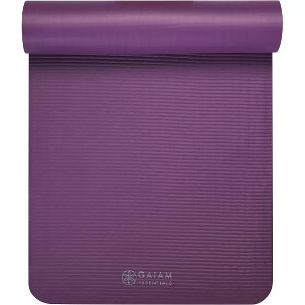 Gaiam Essentials Thick Yoga Mat Fitness &amp; Exercise Mat with Easy-Cinch Yoga Mat Carrier Strap, 72"L x 24"W x 2/5 Inch Thick