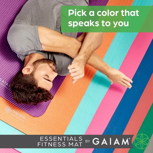 Gaiam Essentials Thick Yoga Mat Fitness &amp; Exercise Mat with Easy-Cinch Yoga Mat Carrier Strap, 72"L x 24"W x 2/5 Inch Thick