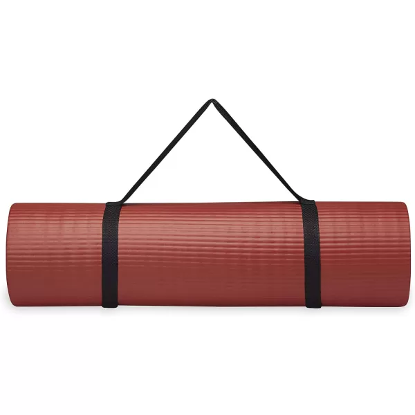 Gaiam Essentials Thick Yoga Mat Fitness &amp; Exercise Mat with Easy-Cinch Yoga Mat Carrier Strap, 72"L x 24"W x 2/5 Inch Thick