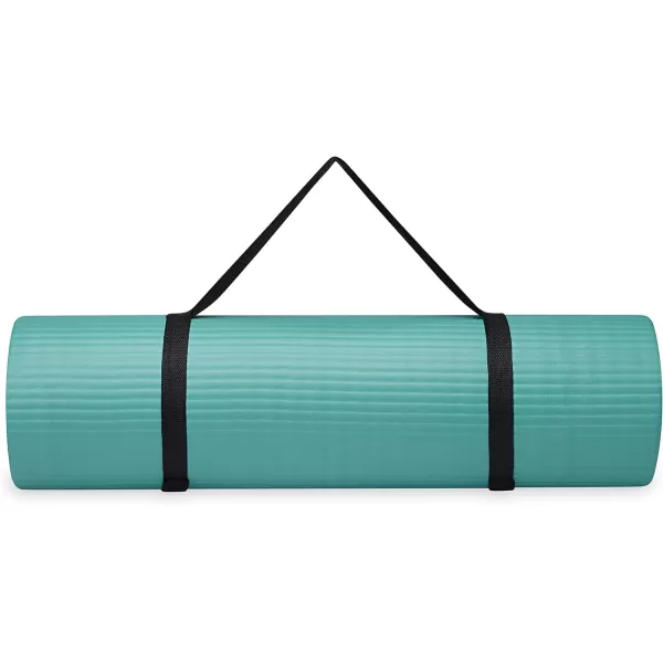 Gaiam Essentials Thick Yoga Mat Fitness &amp; Exercise Mat with Easy-Cinch Yoga Mat Carrier Strap, 72"L x 24"W x 2/5 Inch Thick