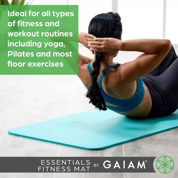 Gaiam Essentials Thick Yoga Mat Fitness &amp; Exercise Mat with Easy-Cinch Yoga Mat Carrier Strap, 72"L x 24"W x 2/5 Inch Thick