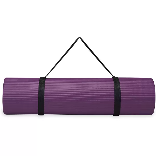 Gaiam Essentials Thick Yoga Mat Fitness &amp; Exercise Mat with Easy-Cinch Yoga Mat Carrier Strap, 72"L x 24"W x 2/5 Inch Thick