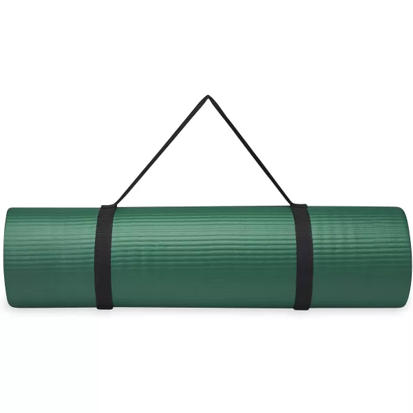 Gaiam Essentials Thick Yoga Mat Fitness &amp; Exercise Mat with Easy-Cinch Yoga Mat Carrier Strap, 72"L x 24"W x 2/5 Inch Thick