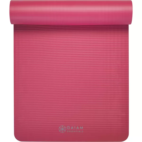 Gaiam Essentials Thick Yoga Mat Fitness &amp; Exercise Mat with Easy-Cinch Yoga Mat Carrier Strap, 72"L x 24"W x 2/5 Inch Thick