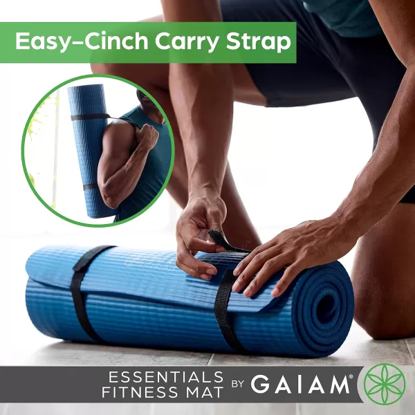 Gaiam Essentials Thick Yoga Mat Fitness &amp; Exercise Mat with Easy-Cinch Yoga Mat Carrier Strap, 72"L x 24"W x 2/5 Inch Thick