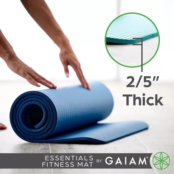 Gaiam Essentials Thick Yoga Mat Fitness &amp; Exercise Mat with Easy-Cinch Yoga Mat Carrier Strap, 72"L x 24"W x 2/5 Inch Thick