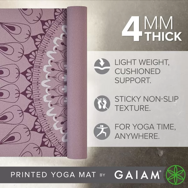 Gaiam Print Yoga Mat, Non Slip Exercise &amp; Fitness Mat for All Types of Yoga, Pilates &amp; Floor Exercises