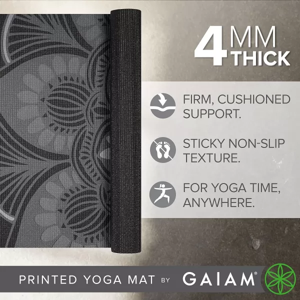 Gaiam Print Yoga Mat, Non Slip Exercise &amp; Fitness Mat for All Types of Yoga, Pilates &amp; Floor Exercises