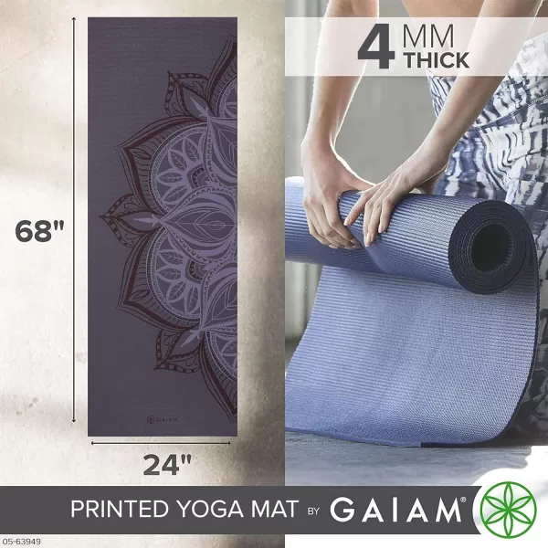 Gaiam Print Yoga Mat, Non Slip Exercise &amp; Fitness Mat for All Types of Yoga, Pilates &amp; Floor Exercises