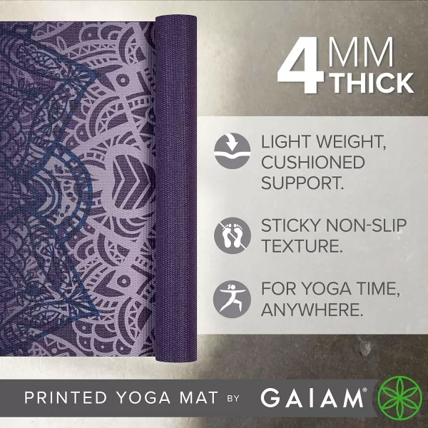 Gaiam Print Yoga Mat, Non Slip Exercise &amp; Fitness Mat for All Types of Yoga, Pilates &amp; Floor Exercises