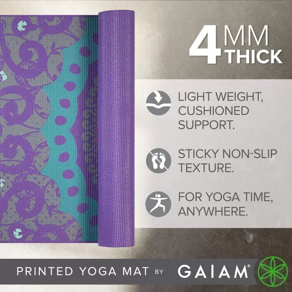 Gaiam Print Yoga Mat, Non Slip Exercise &amp; Fitness Mat for All Types of Yoga, Pilates &amp; Floor Exercises