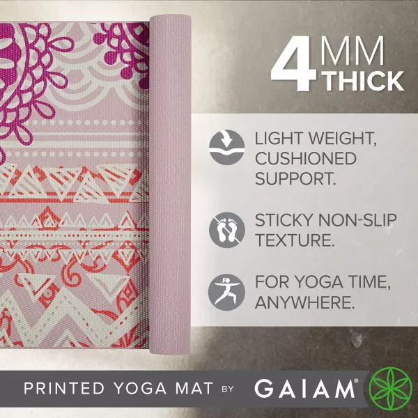 Gaiam Print Yoga Mat, Non Slip Exercise &amp; Fitness Mat for All Types of Yoga, Pilates &amp; Floor Exercises