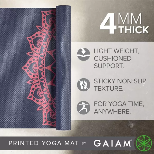 Gaiam Print Yoga Mat, Non Slip Exercise &amp; Fitness Mat for All Types of Yoga, Pilates &amp; Floor Exercises