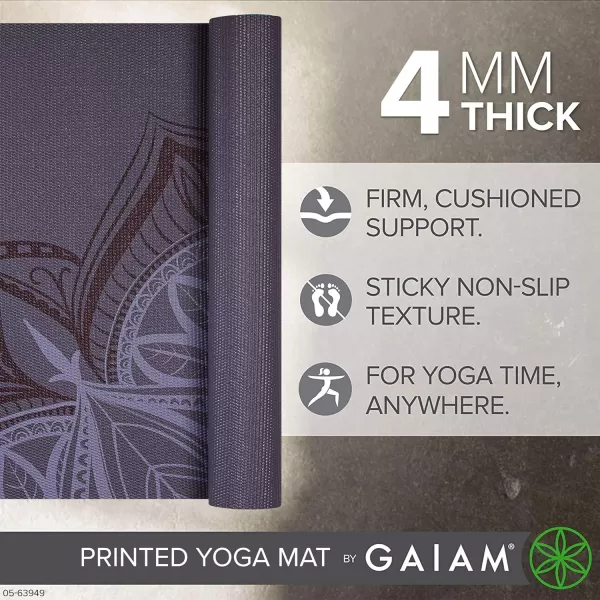 Gaiam Print Yoga Mat, Non Slip Exercise &amp; Fitness Mat for All Types of Yoga, Pilates &amp; Floor Exercises