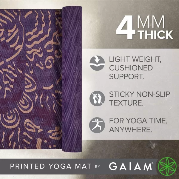 Gaiam Print Yoga Mat, Non Slip Exercise &amp; Fitness Mat for All Types of Yoga, Pilates &amp; Floor Exercises