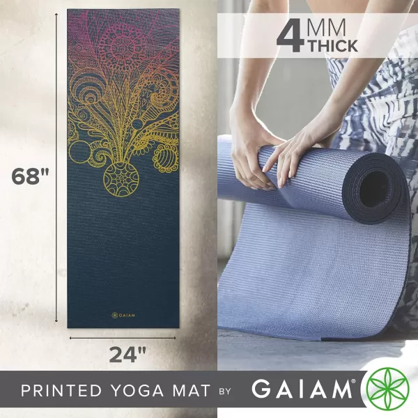 Gaiam Print Yoga Mat, Non Slip Exercise &amp; Fitness Mat for All Types of Yoga, Pilates &amp; Floor Exercises