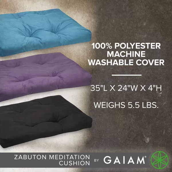 Gaiam Zabuton Meditation Cushion - Yoga Pillow Designed for Comfort During Meditation - Soft and Thick Floor Pillow for Pressure Relief - Machine Washable Cover - 35" L x 24" W x 4" H