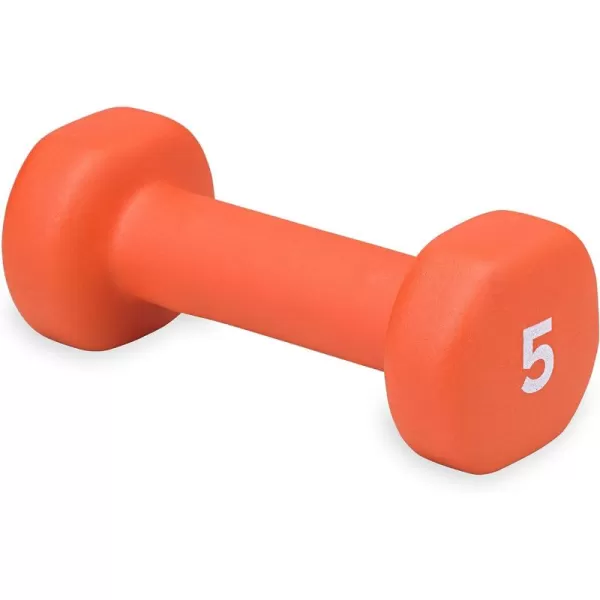 Dumbbell Hand Weight  - Neoprene Coated Exercise &amp; Fitness Dumbbell for Home Gym Equipment Workouts Strength Training Free Weights for Women, Men  Orange | 5-Pound)