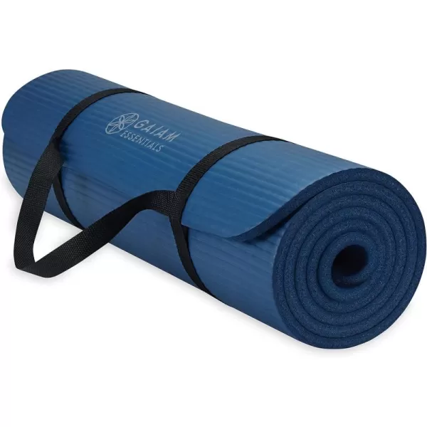 Gaiam Essentials Thick Yoga Mat Fitness &amp; Exercise Mat with Easy-Cinch Yoga Mat Carrier Strap, 72"L x 24"W x 2/5 Inch Thick