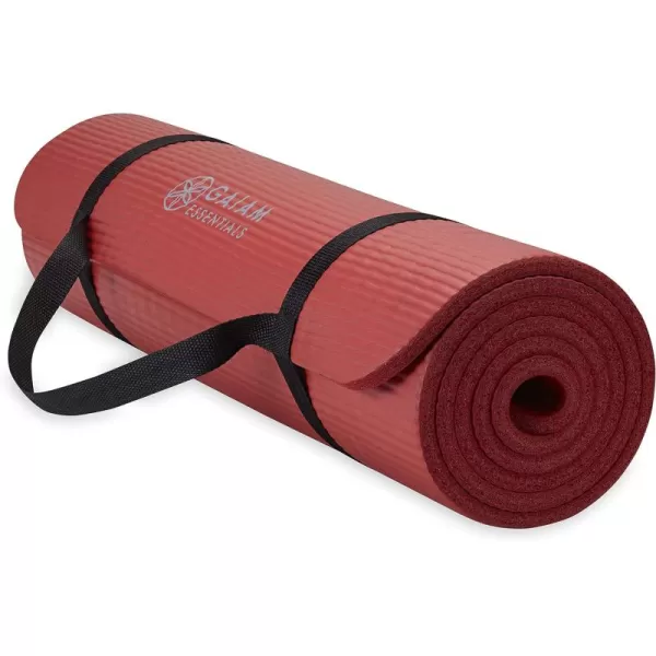 Gaiam Essentials Thick Yoga Mat Fitness &amp; Exercise Mat with Easy-Cinch Yoga Mat Carrier Strap, 72"L x 24"W x 2/5 Inch Thick