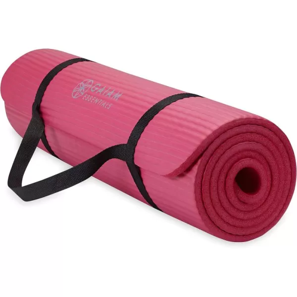 Gaiam Essentials Thick Yoga Mat Fitness &amp; Exercise Mat with Easy-Cinch Yoga Mat Carrier Strap, 72"L x 24"W x 2/5 Inch Thick