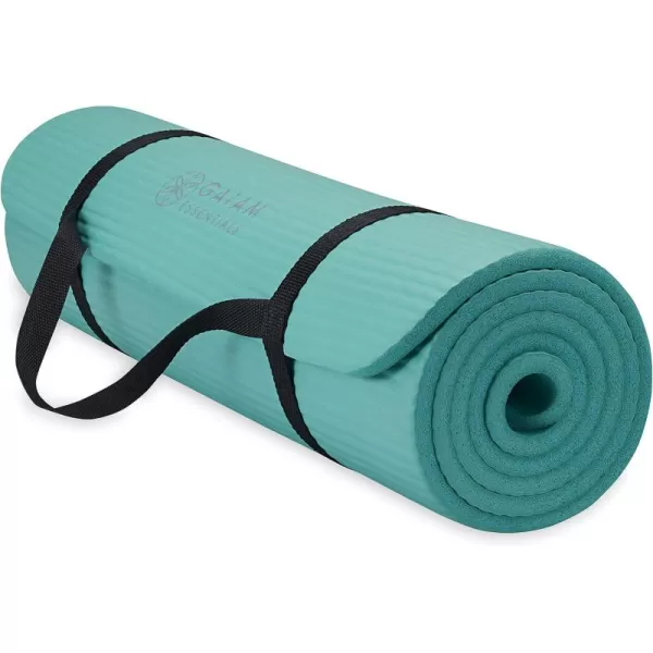 Gaiam Essentials Thick Yoga Mat Fitness &amp; Exercise Mat with Easy-Cinch Yoga Mat Carrier Strap, 72"L x 24"W x 2/5 Inch Thick