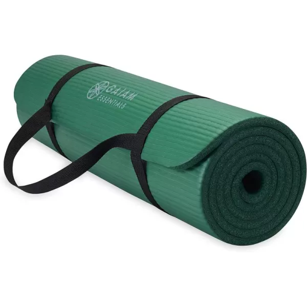 Gaiam Essentials Thick Yoga Mat Fitness &amp; Exercise Mat with Easy-Cinch Yoga Mat Carrier Strap, 72"L x 24"W x 2/5 Inch Thick