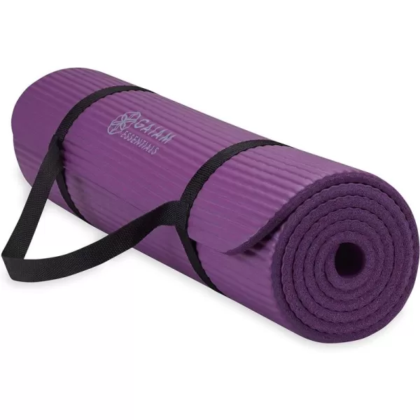 Gaiam Essentials Thick Yoga Mat Fitness &amp; Exercise Mat with Easy-Cinch Yoga Mat Carrier Strap, 72"L x 24"W x 2/5 Inch Thick