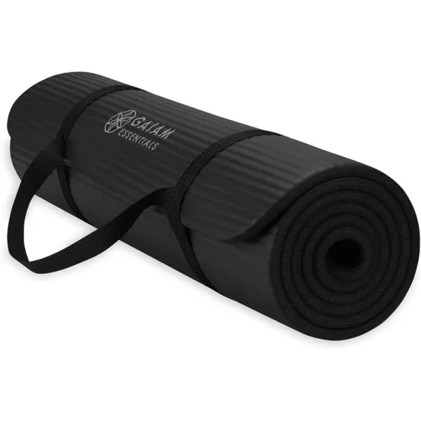 Gaiam Essentials Thick Yoga Mat Fitness &amp; Exercise Mat with Easy-Cinch Yoga Mat Carrier Strap, 72"L x 24"W x 2/5 Inch Thick